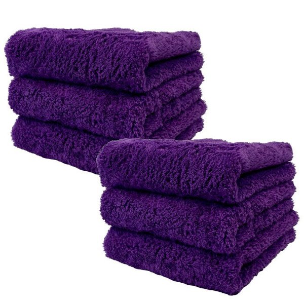 Proje Premium Car Care Plush Purple Microfiber Towel 6-Pack - 400GSM Detailing Towel PURPPRO